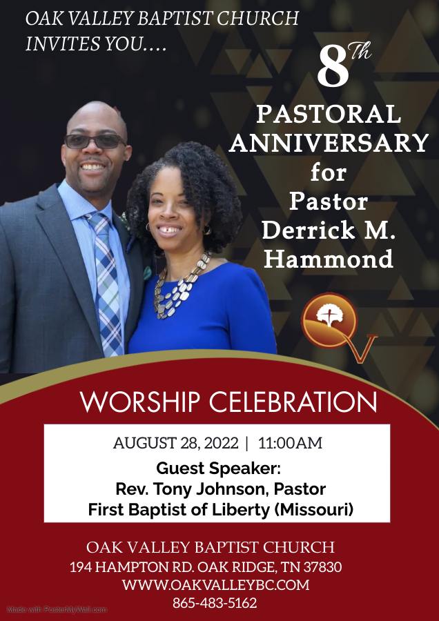 8th Pastoral Anniversary Celebration – Oak Valley Baptist Church